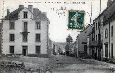 Limousin, Correze (19), Eygurande: udsigt over Place de l