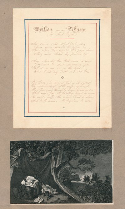 Linjer skrevet i et album, på Malta, c1812. af Unbekannt