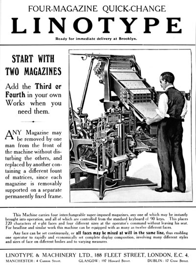 Linotype & Machinery Ltd.-annonce, 1919 af Unbekannt