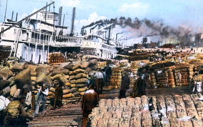 Lastning af bomuld på et skib, Memphis, Tennessee, USA, c1900-tallet af Unbekannt