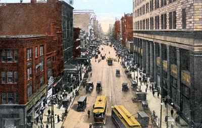 Kigger mod øst ad Market Street fra Rådhuset, Philadelphia, Pennsylvania, USA, omkring 1900-tallet af Unbekannt