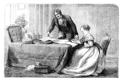Lord Melbourne 1779-1848 instruerer en ung dronning Victoria 1819-1901, 1837 c1895 af Unbekannt
