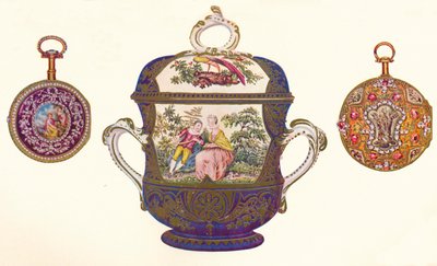 Ludvig XVI. Guldrepeater, ca. 1770, Old Chelsea Porcelæns-porringer og omslag, ca. 1710, 1903 af Unbekannt