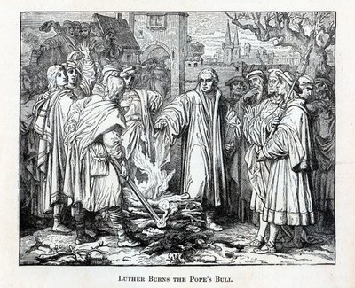 Luther brænder pavens tyr, 1882 af Unbekannt