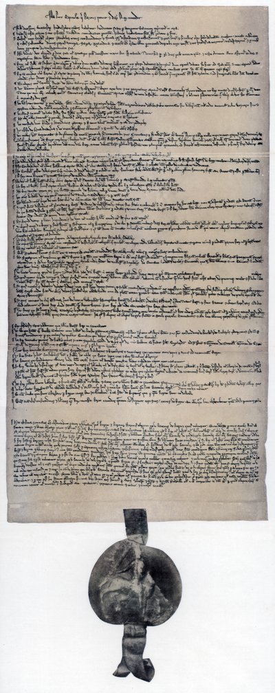Magna Carta, engelsk charter oprindeligt udstedt i 1215 af Unbekannt