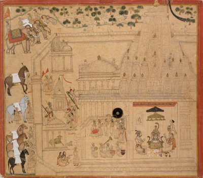 Maharana Amar Singh af Mewar ved Eklingji-templet, c1705 af Unbekannt
