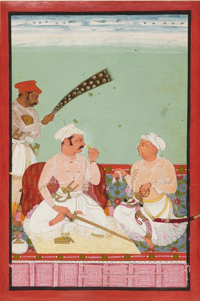 Maharao Ratan Singh med hofmænd, c1670 af Unbekannt