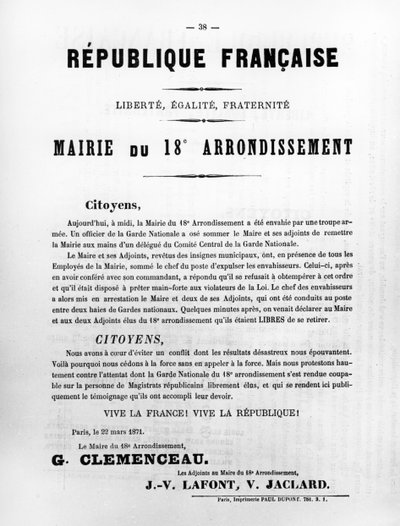 Mairie du 18th Arrondissement, fra franske politiske plakater af Pariserkommunen, maj 1871 af Unbekannt