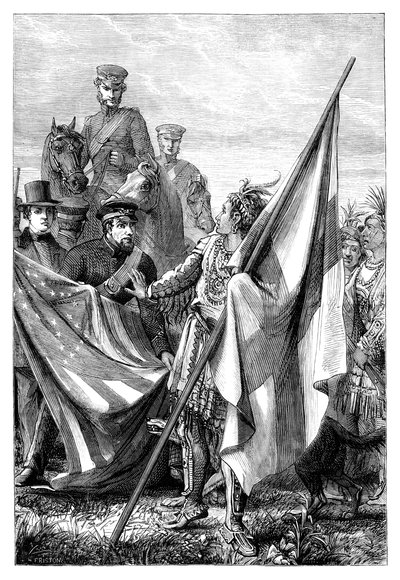 Major Sprague og indianerne, c1895 af Unbekannt