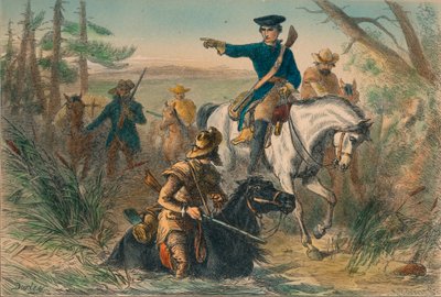 Major Washington på sin mission til den franske kommandør, af Unbekannt