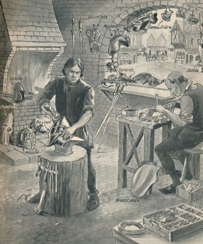 Fremstilling af rustning til ridderne af gamle, c1934 af Unbekannt