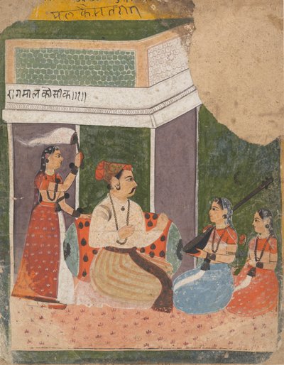 Malkos Raga: Side fra a Dispersed Ragamala Series Garland of Musical Modes, ca. 1640-50. af Unbekannt