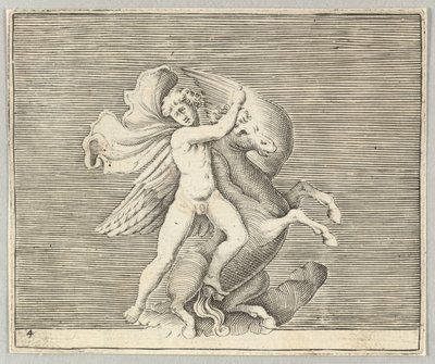 Man Gripling with Winged Horse, udgivet ca. 1599-1622. af Unbekannt