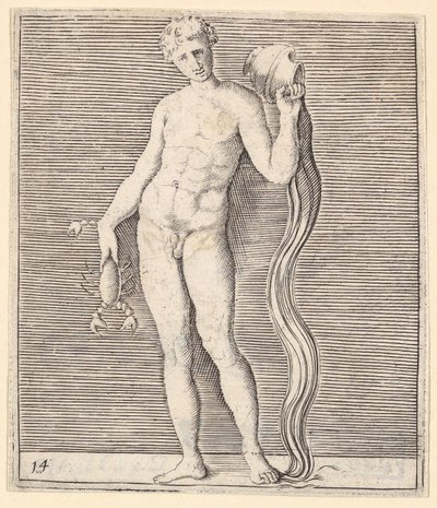 Mand med krebs og vandurne, udgivet ca. 1599-1622. af Unbekannt