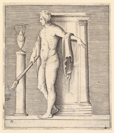 Man with Torch at Temple Door, udgivet ca. 1599-1622. af Unbekannt