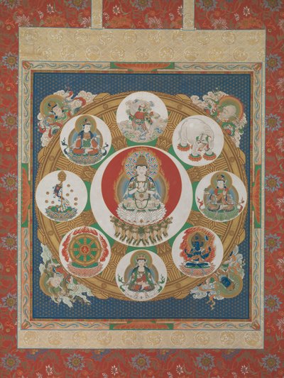 Mandala af det gyldne hjul med én stavelse, 1700-tallet. af Unbekannt