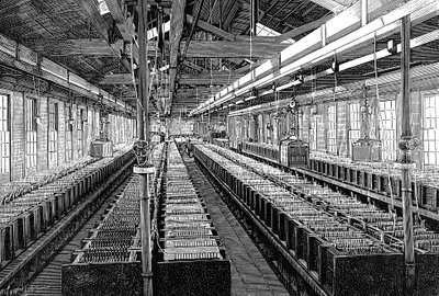 Fremstilling af elektriske batterier, USA, 1887 af Unbekannt