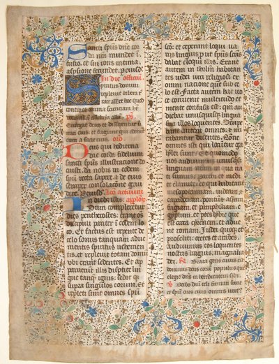 Manuskriptblad fra et missal, midten af 1400-tallet. af Unbekannt