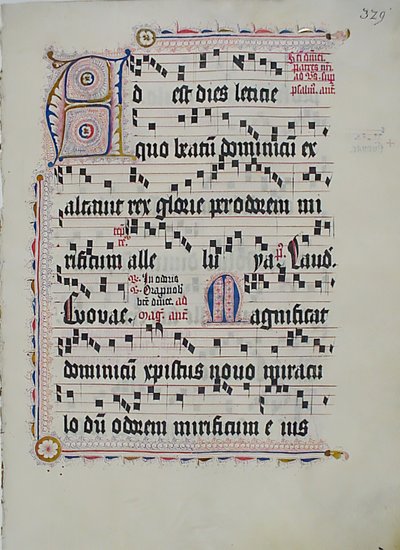 Manuskriptblad med Initial A, fra et antifonarium, tysk, andet kvartal 1400-tallet. af Unbekannt
