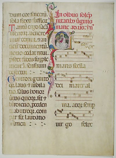 Manuskriptblad med Initial A, fra et antifonarium, italiensk, 1400-tallet. af Unbekannt