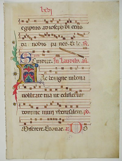 Manuskriptblad med Initial A, fra et antifonarium, italiensk, 1400-tallet. af Unbekannt