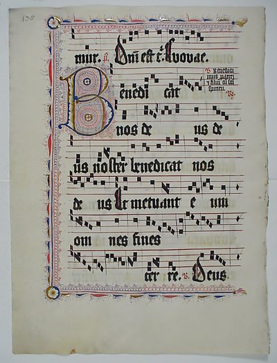 Manuskriptblad med Initial B, fra et antifonarium, tysk, andet kvartal 1400-tallet. af Unbekannt