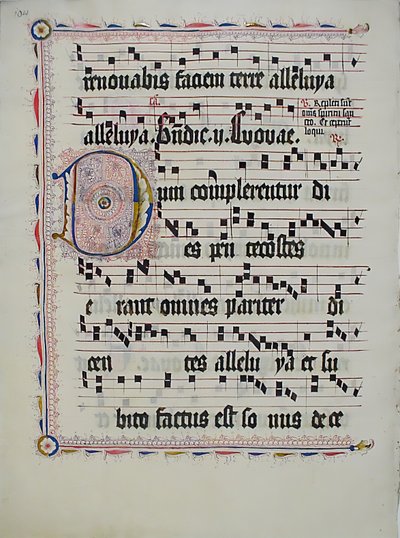 Manuskriptblad med initial D, fra et antifonarium, tysk, andet kvartal 1400-tallet. af Unbekannt