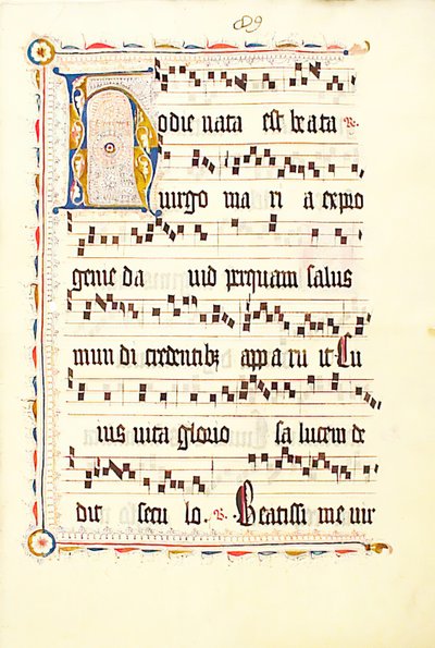 Manuskriptblad med initial H, fra et antifonarium, tysk, andet kvartal 1400-tallet. af Unbekannt
