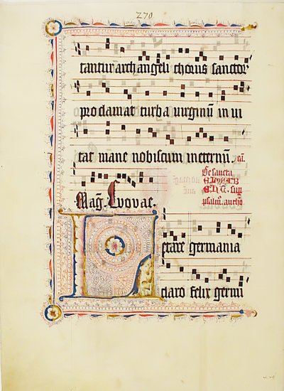 Manuskriptblad med initial L, fra et antifonarium, tysk, andet kvartal 1400-tallet. af Unbekannt