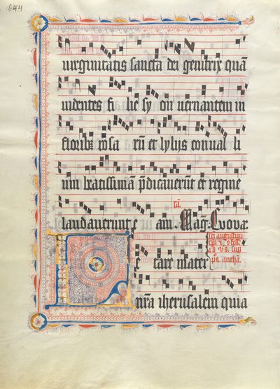 Manuskriptblad med initial L, fra et antifonarium, tysk, andet kvartal 1400-tallet. af Unbekannt
