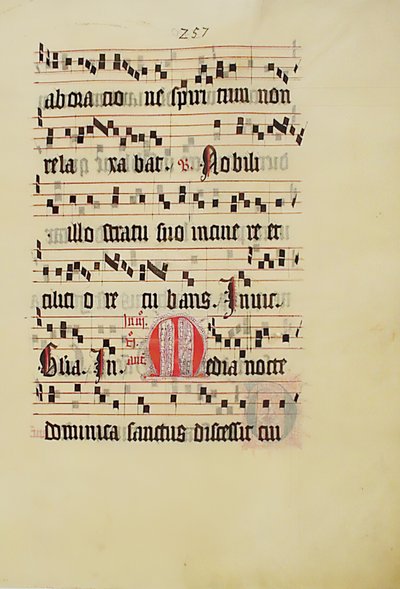 Manuskriptblad med initial M, fra et antifonarium, tysk, andet kvartal 1400-tallet. af Unbekannt