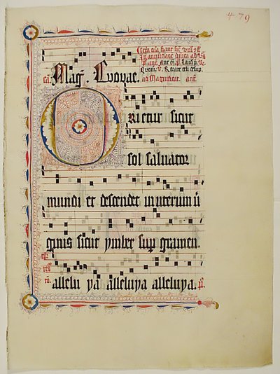 Manuskriptblad med initial O, fra et antifonarium, tysk, andet kvartal 1400-tallet. af Unbekannt