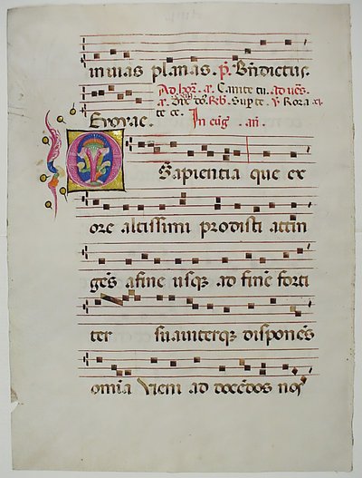 Manuskriptblad med initial O, fra et antifonarium, italiensk, 1400-tallet. af Unbekannt