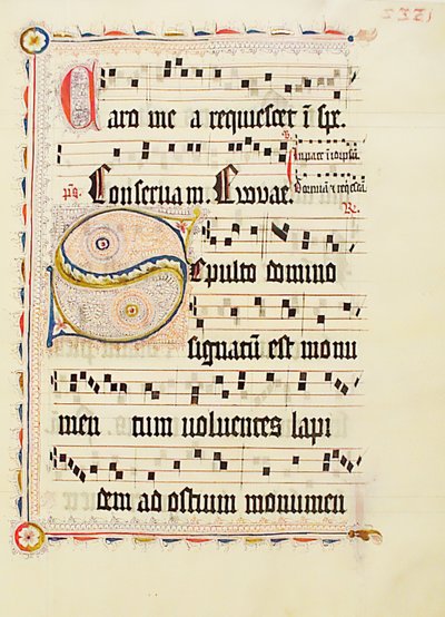 Manuskriptblad med initial S, fra et antifonarium, tysk, andet kvartal 1400-tallet. af Unbekannt