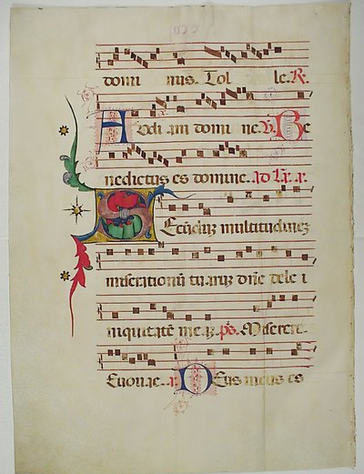 Manuskriptblad med initial S, fra et antifonarium, italiensk, 1400-tallet. af Unbekannt