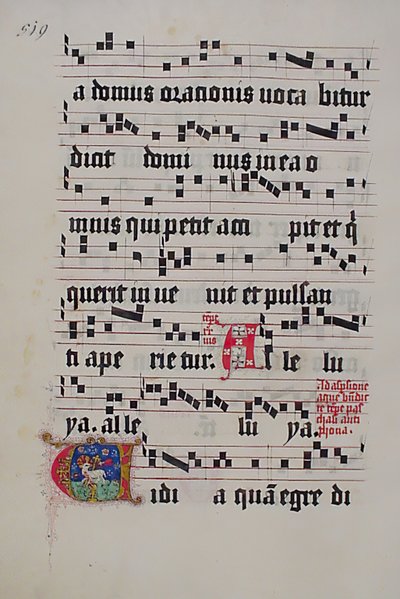Manuskriptblad med initial V, fra et gradvist, tysk, andet kvartal 1400-tallet. af Unbekannt