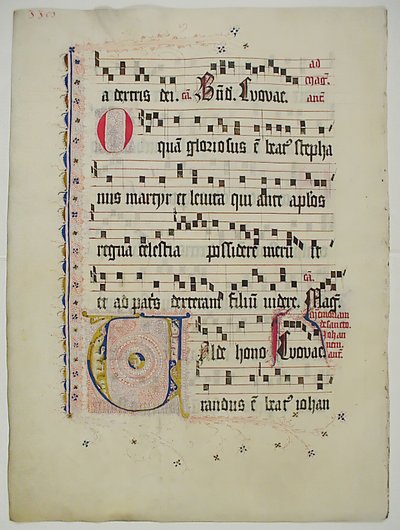 Manuskriptblad med initial V, fra et antifonarium, tysk, andet kvartal 1400-tallet. af Unbekannt