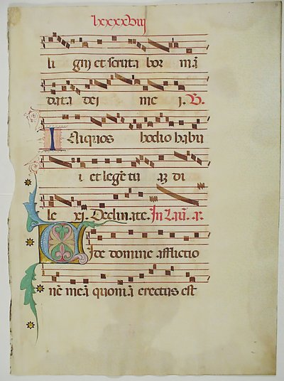 Manuskriptblad med initial V, fra et antifonarium, italiensk, 1400-tallet. af Unbekannt