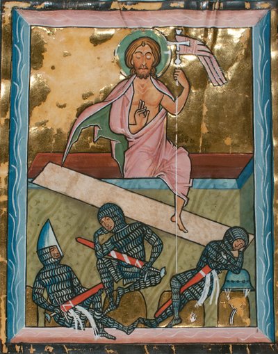 Manuskriptblad med opstandelsen, fra en psalter, tysk, midten af 1200-tallet. af Unbekannt