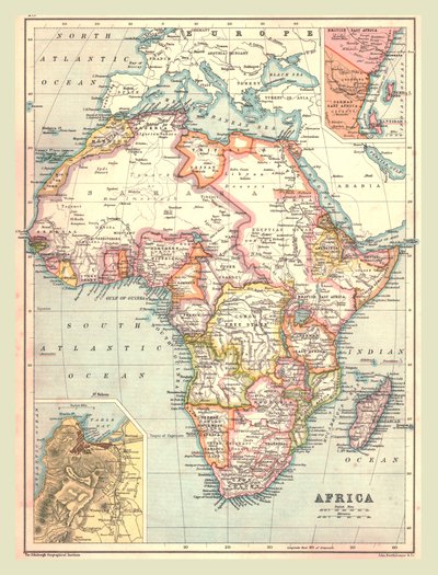 Kort over Afrika, 1902. af Unbekannt