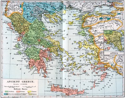 Kort over det antikke Grækenland, 1902 af Unbekannt