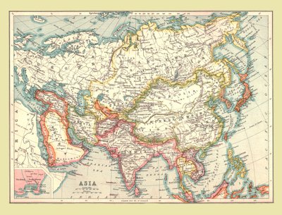 Kort over Asien, 1902. af Unbekannt