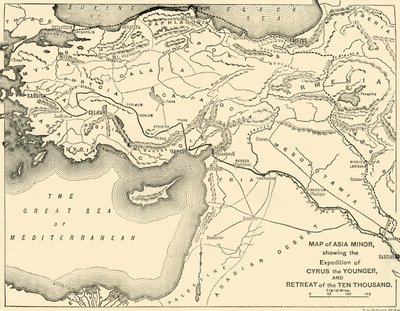 Kort over Lilleasien, Kyros den Yngres ekspedition og de ti tusindes tilbagetog, 1890. af Unbekannt
