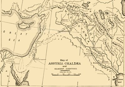 Kort over Assyrien, Kaldæa og tilstødende lande, 1890. af Unbekannt
