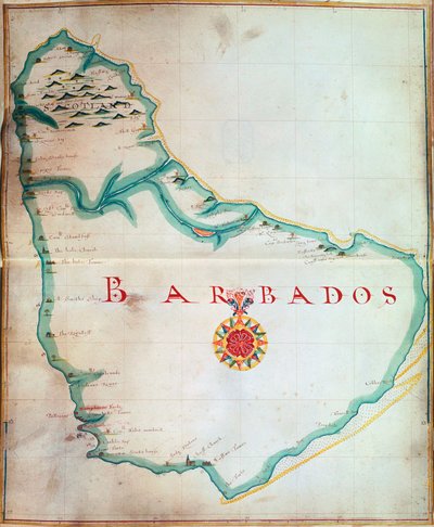 Kort over Barbados, 1683 af Unbekannt