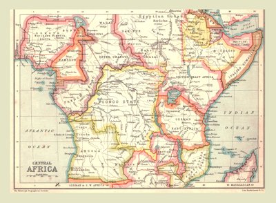 Kort over Centralafrika, 1902. af Unbekannt