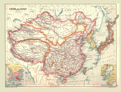 Kort over Kina og Japan, 1902. af Unbekannt