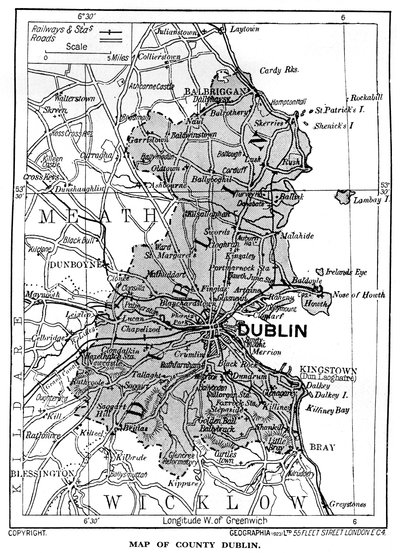 Kort over County Dublin, Irland, 1924-1926 af Unbekannt