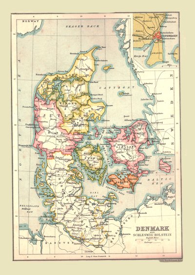 Kort over Danmark, 1902. af Unbekannt