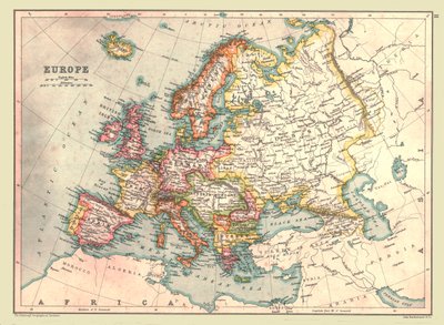 Kort over Europa, 1902. af Unbekannt